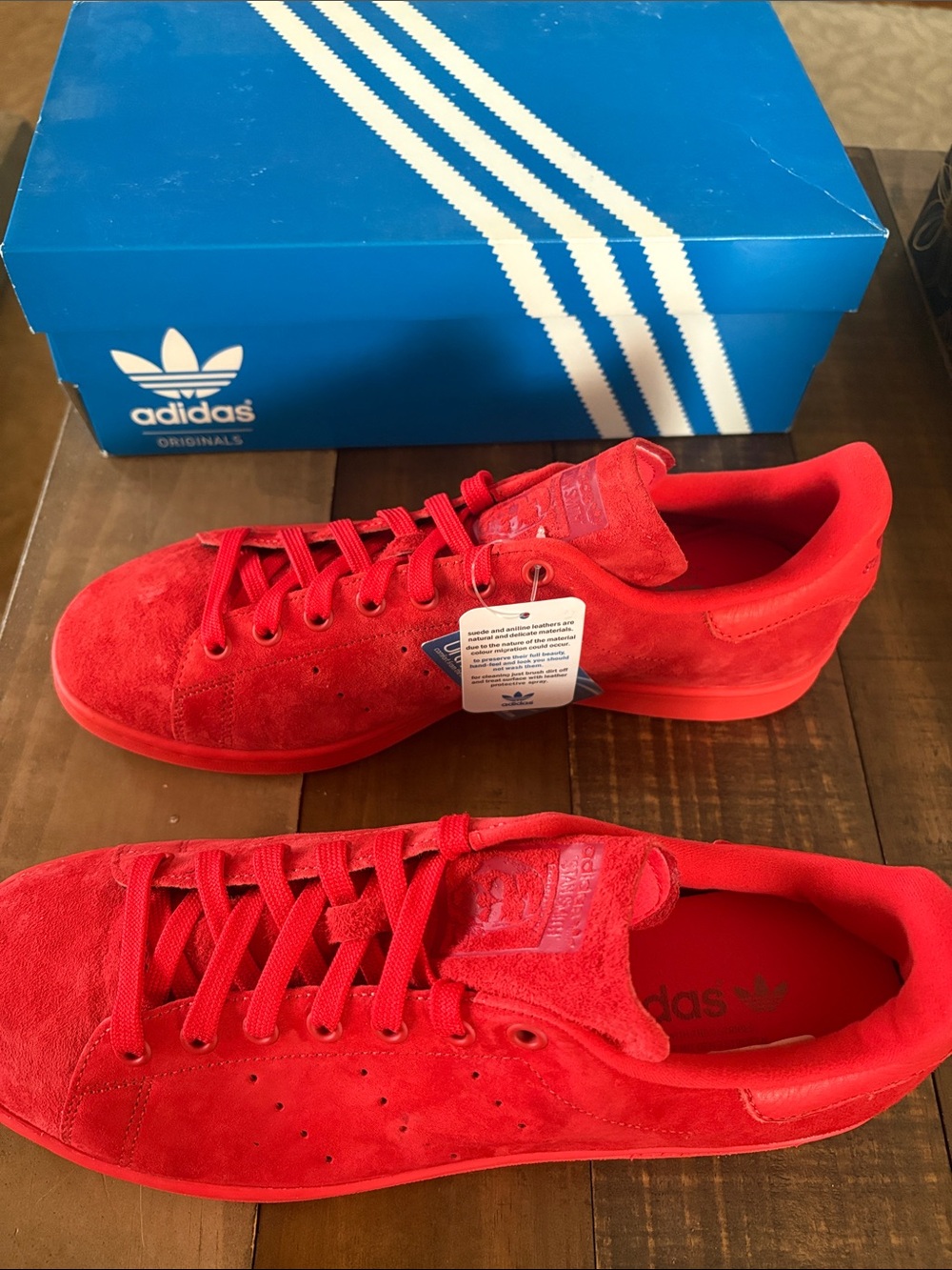 Adidas Stan Smith Power Red Sneakers Size 10.5 - Picture 2 of 9
